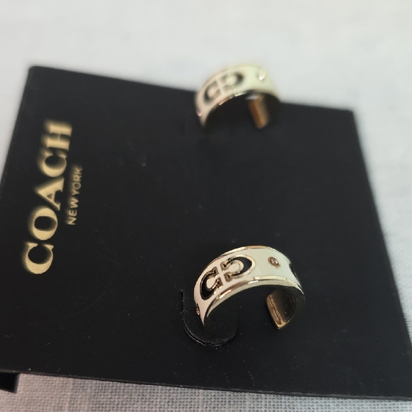 Coach Women's Huggie Monogram Earrings - Picture 2 of 5